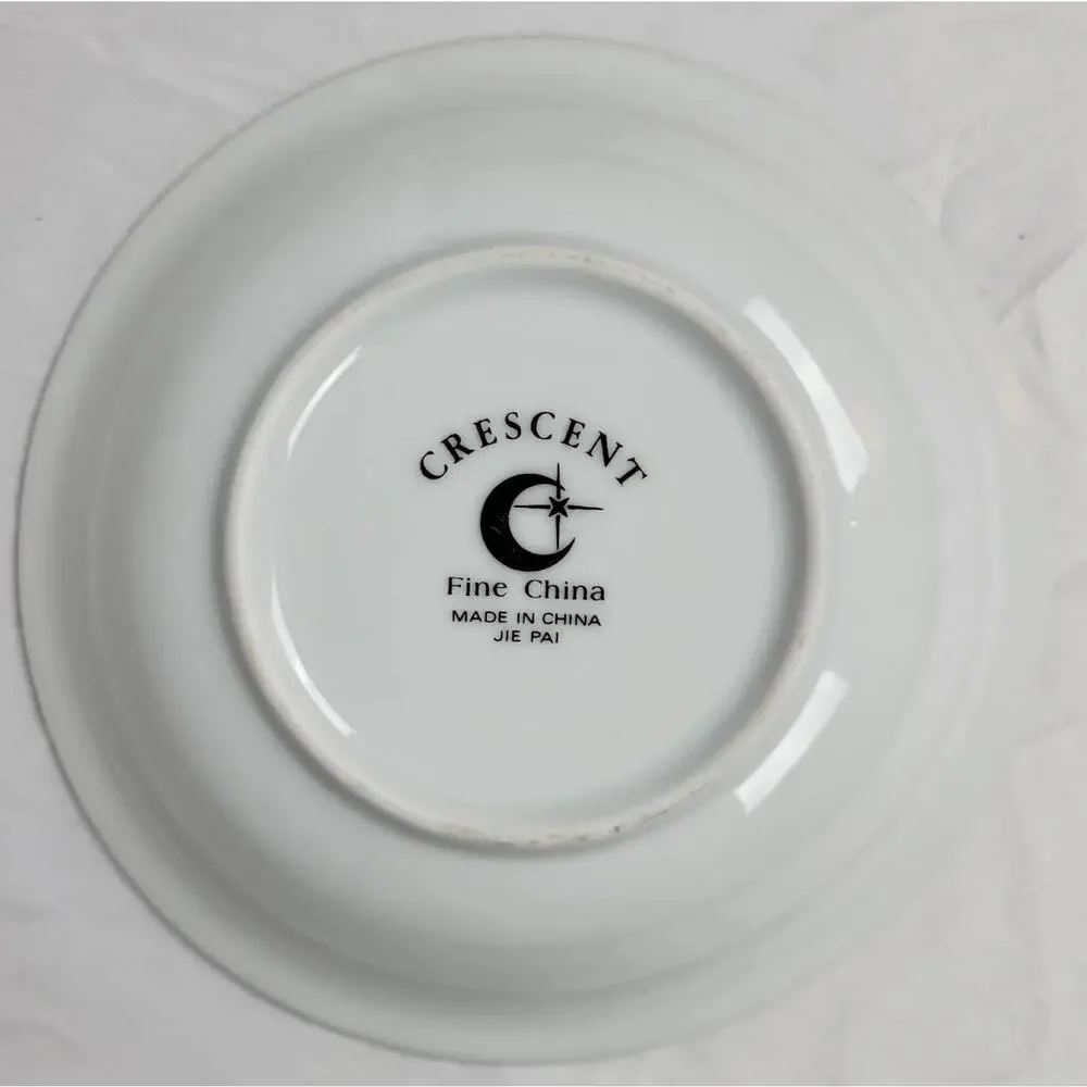 Crescent Fine China Jie Pai Bowl Painted Golden Flowers and Accents